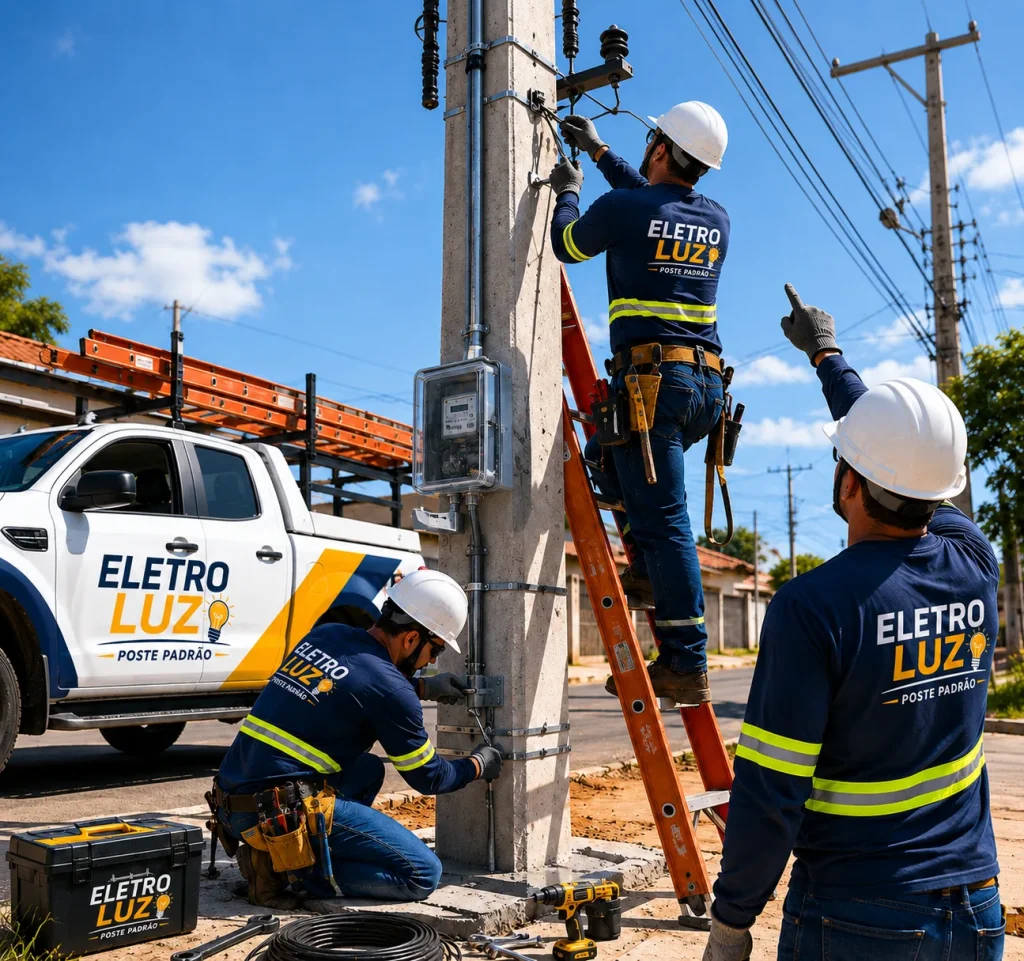 Poste padrão São José dos Campos instalação homologada Eletro Luz
